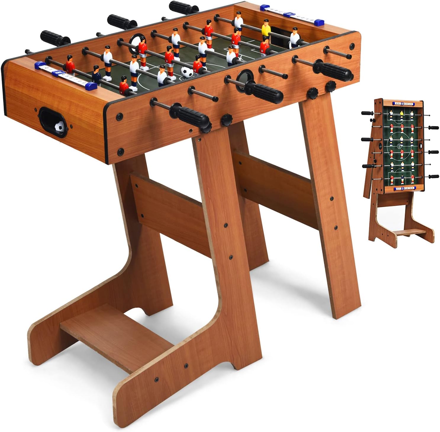 RELAX4LIFE Calcio Balilla Pieghevole da Terra per Bambini e Adulti con Supporto, 6 Aste, Maniglie Antiscivolo, 18 Giocatori e 2 Palline di Calcio, Richiudibile in Verticale