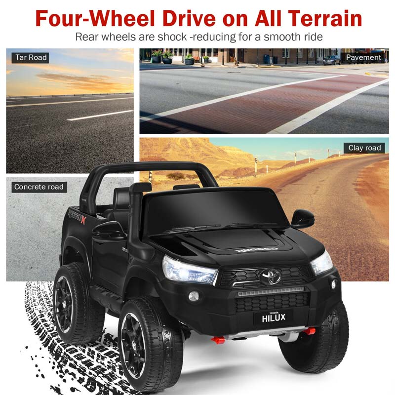 Eletriclife 2x12V Licensed Toyota Hilux Ride On Truck Car 2-Seater 4WD with Remote