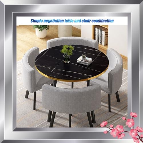 Moderno set da pranzo rotondo da 5 pezzi, mobili da cucina salvaspazio con 1 tavolo rotondo e 4 sedie, per bar o sala da pranzo