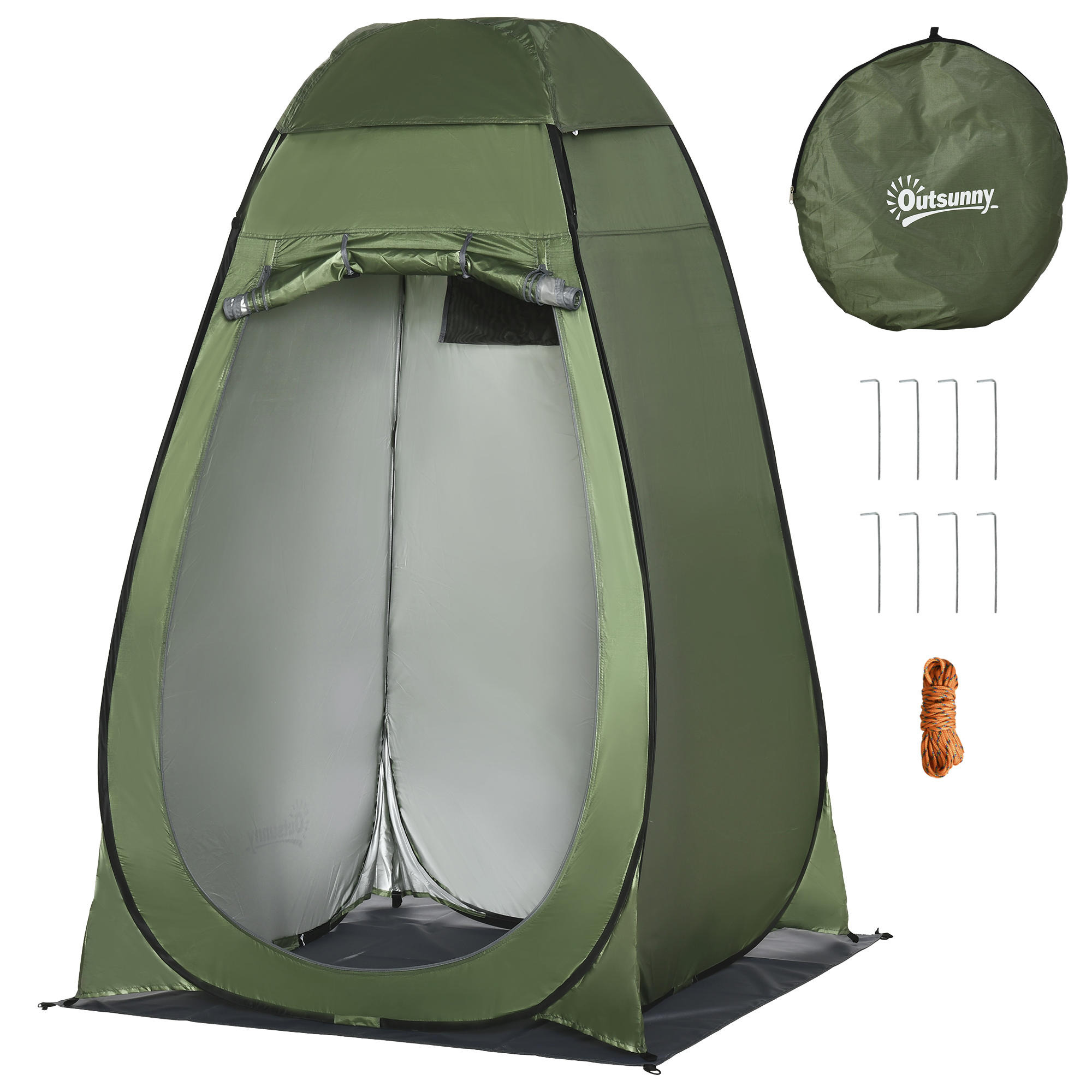 Outsunny Duschzelt, Outdoor Umkleidekabine, faltbar, inkl. Tragetasche, 126 x 124 x 189 cm, Dunkelgrün