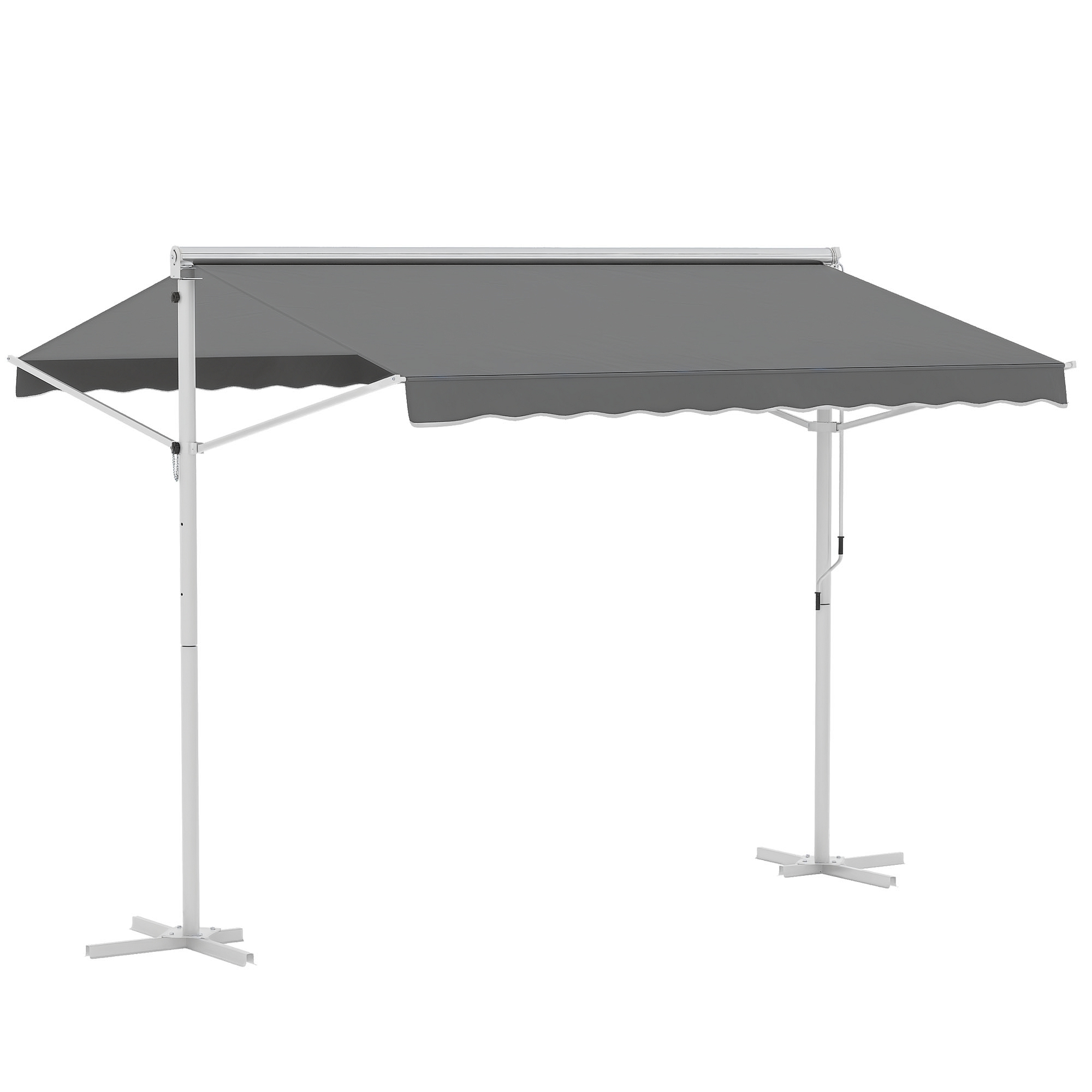 Outsunny Standmarkise Gartenmarkise Markise mit Faltarm Kurbel Terrasse Grau 3x3m