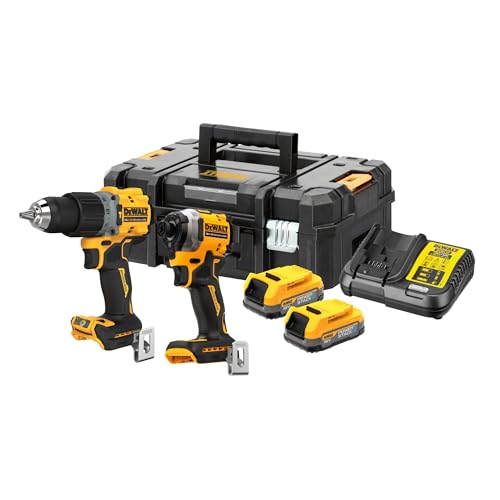 DeWALT DCK2050E2T QW Cordless Combo Pack Drill, Impact Wrench, 18 V, 1.7 Ah Power Stack Batteries : Amazon.it: Fai da te