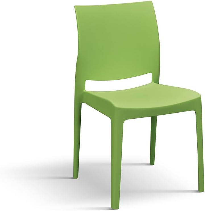 PAZZO DESIGN Sedia Alberto, Set Da 4 Sedie, Verde, Sedia In Polipropilene, Sedia Cucina, Sedia Sala Da Pranzo, Sedia Per Ufficio, Impilabile - id_2027