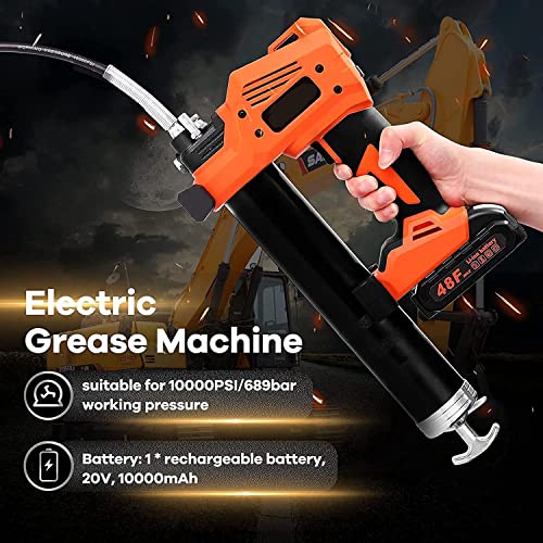 HLGKBY Kit Pistola per ingrassaggio Elettrico, Pistola per ingrassaggio a Batteria, Tubo antideflagrante da 10000 PSI/689 Bar, 1 Batteria agli ioni di Litio, Strumento per Il rifornimento : Amazon.it: Auto e Moto