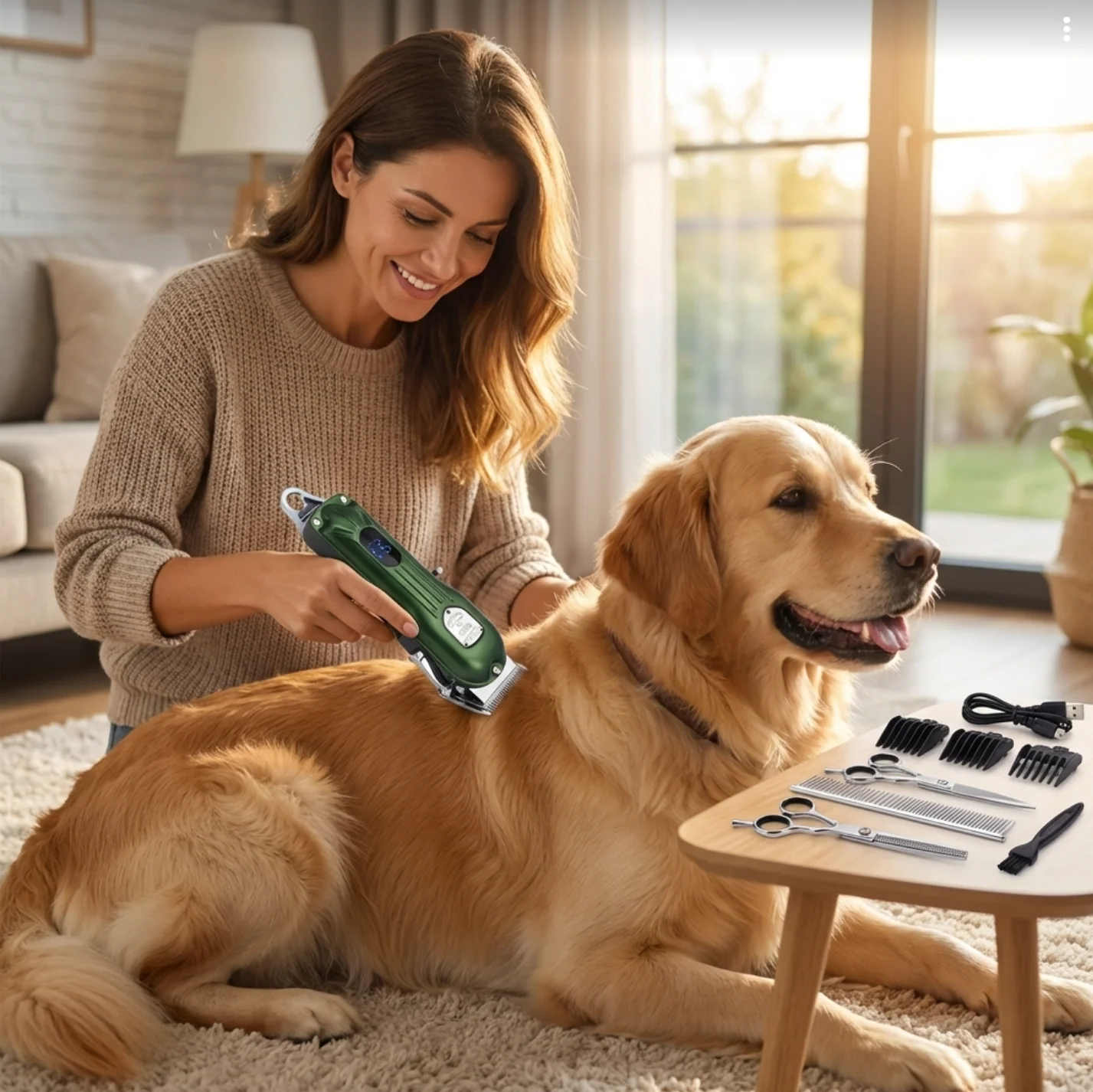 Dog Grooming Kit �C 7000 RPM Cordless Clipper with All-Metal Body & 4 Guide Combs