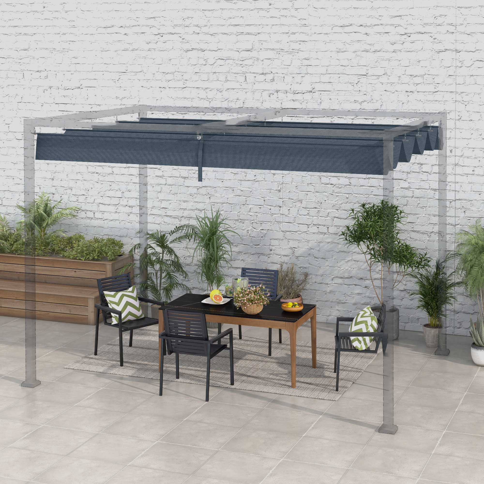 Outsunny Ersatzdach für 2,85 x 2 m Gartenpavillon, ausziehbar, einfache Montage, Polyester, Dunkelgrau