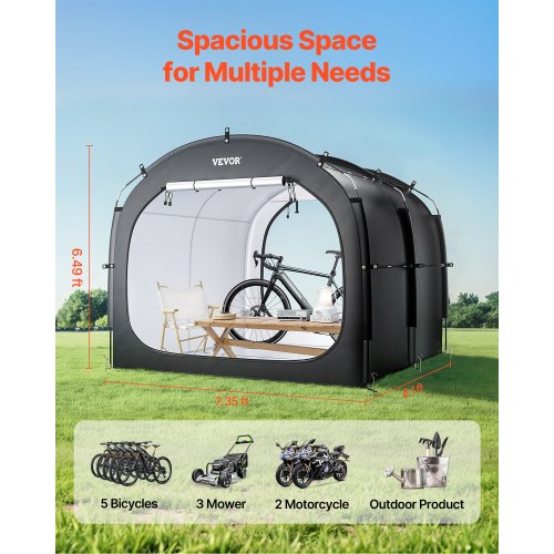 VEVOR Fahrradzelt Fahhrradgarage Fahrradschuppe für 5 Fahrräder 224x247x198cm