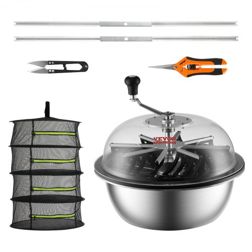 VEVOR 19" Erntemaschine Manuell Trimmer Blattschüssel-Trimmer mit Netztasche und 3 Arten von Edelstahl-Klingen zum Schneiden von nasse/trockene Pflanzen Tumble Cutter Bowl Erntemaschine Grow