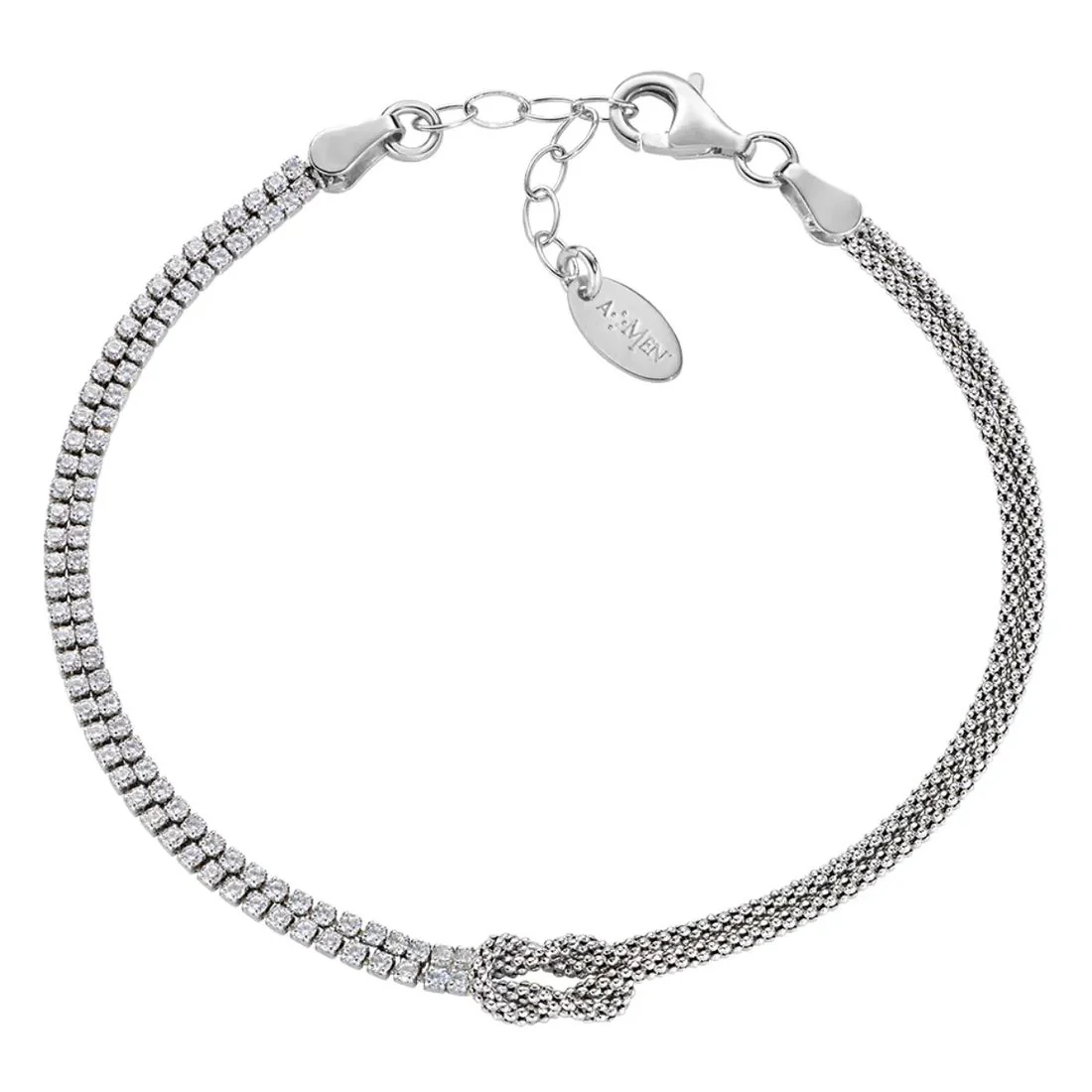 Bracciale Amen argento Nodo d'Amore con pietre bianchi BRNOAMBBZ16