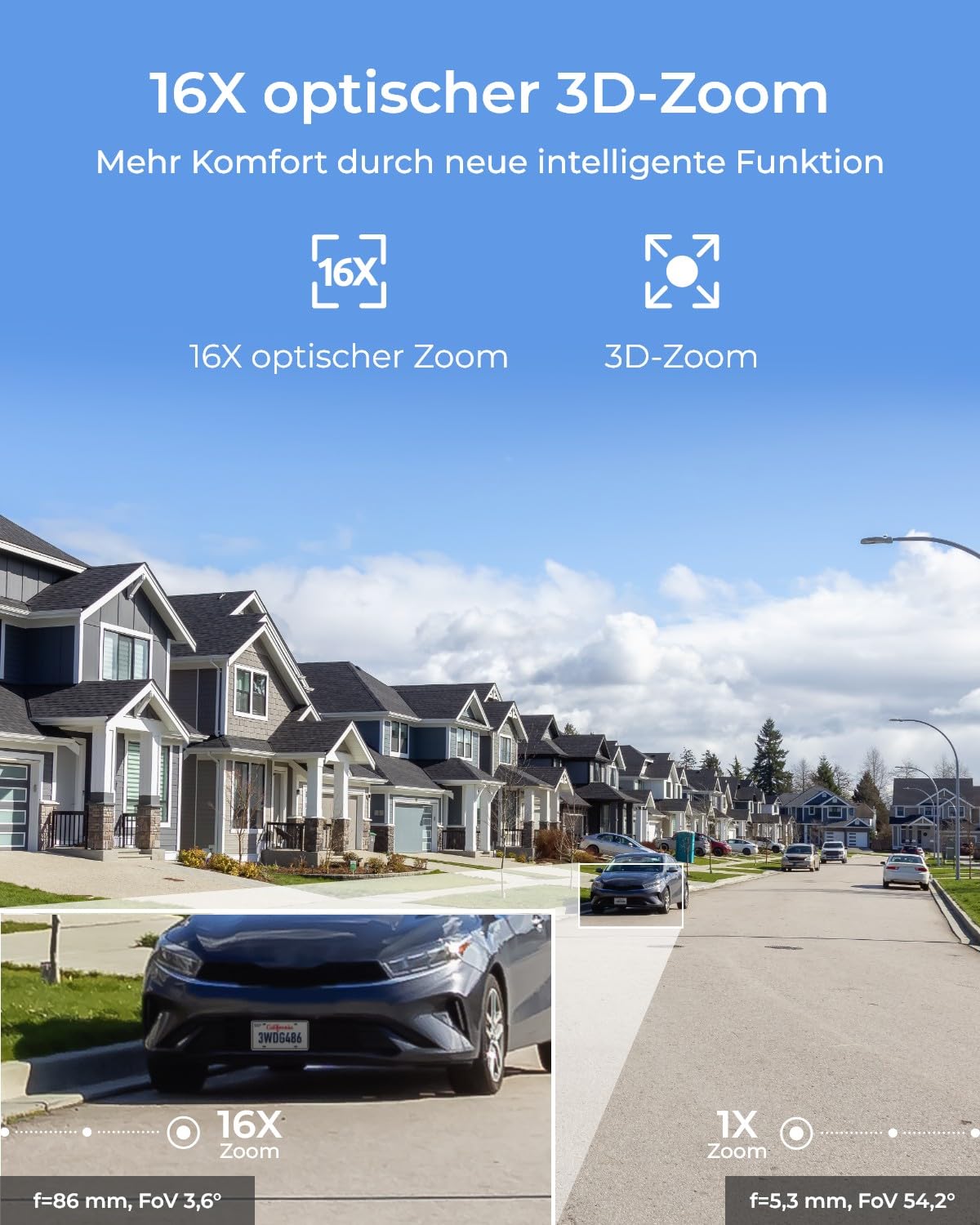 4K PTZ Überwachungskamera außen RLC-823S2 8MP PoE 16x 3D-Zoom 360° Schwenken 90° Neigen Auto-Tracking Nachtsicht 2-Wege-Audio