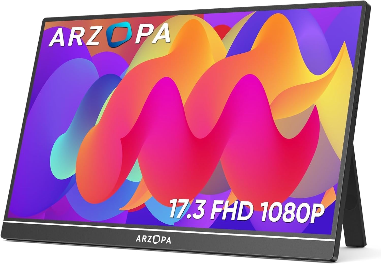 ARZOPA Monitor Portatile, 17,3 Pollici Portable Monitor, 1920x1080 FHD, IPS con HDMI/Type-C/USB-C, Mini Schermo Portatile, Doppio Altoparlante Integrato per laptop/PC/Mac/PS5 /Xbox