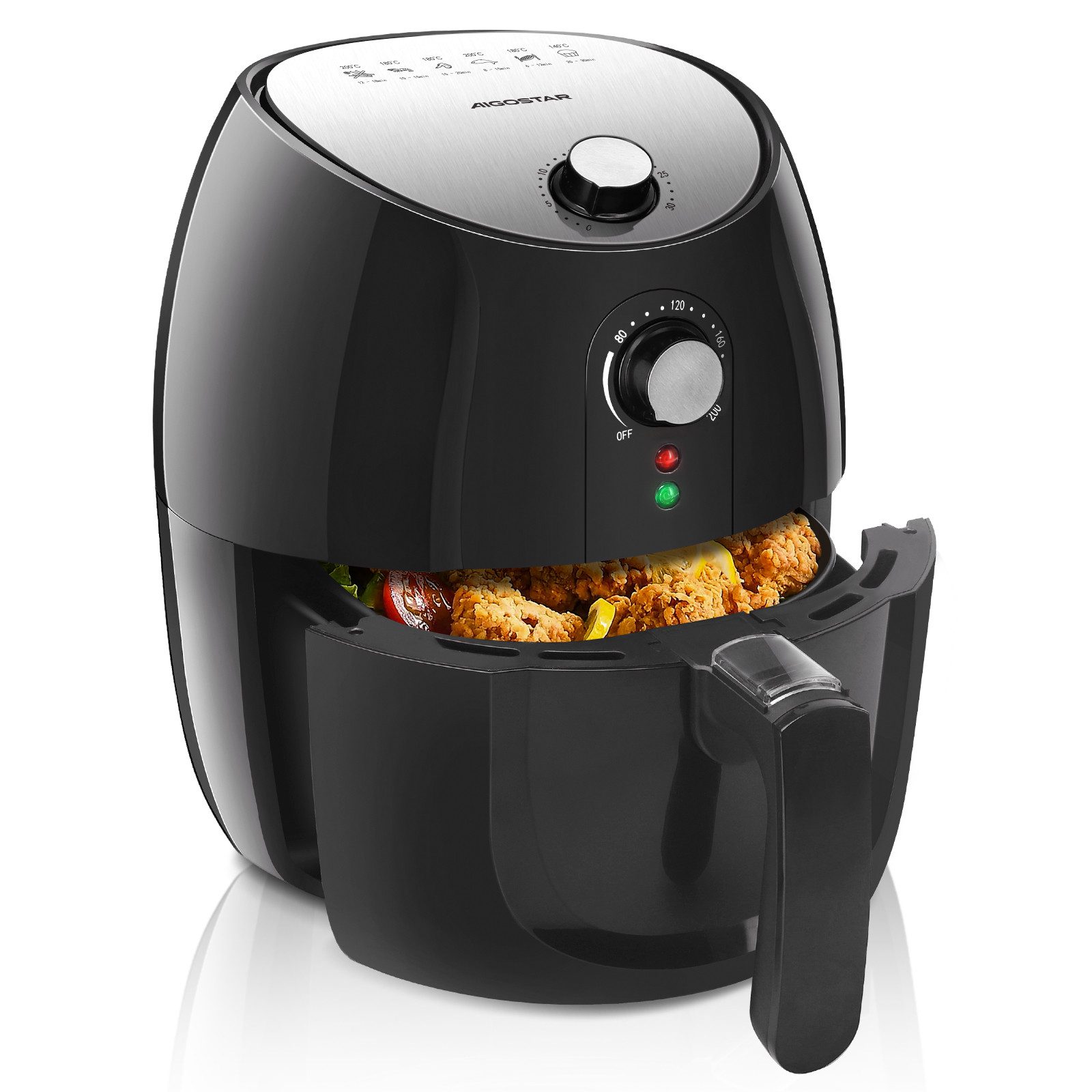 Heißluftfritteuse 4L Airfryer, 30 Mins Timer, Einstellbare Temperatur, fettarmes Kochen, Überhitzungsschutz
