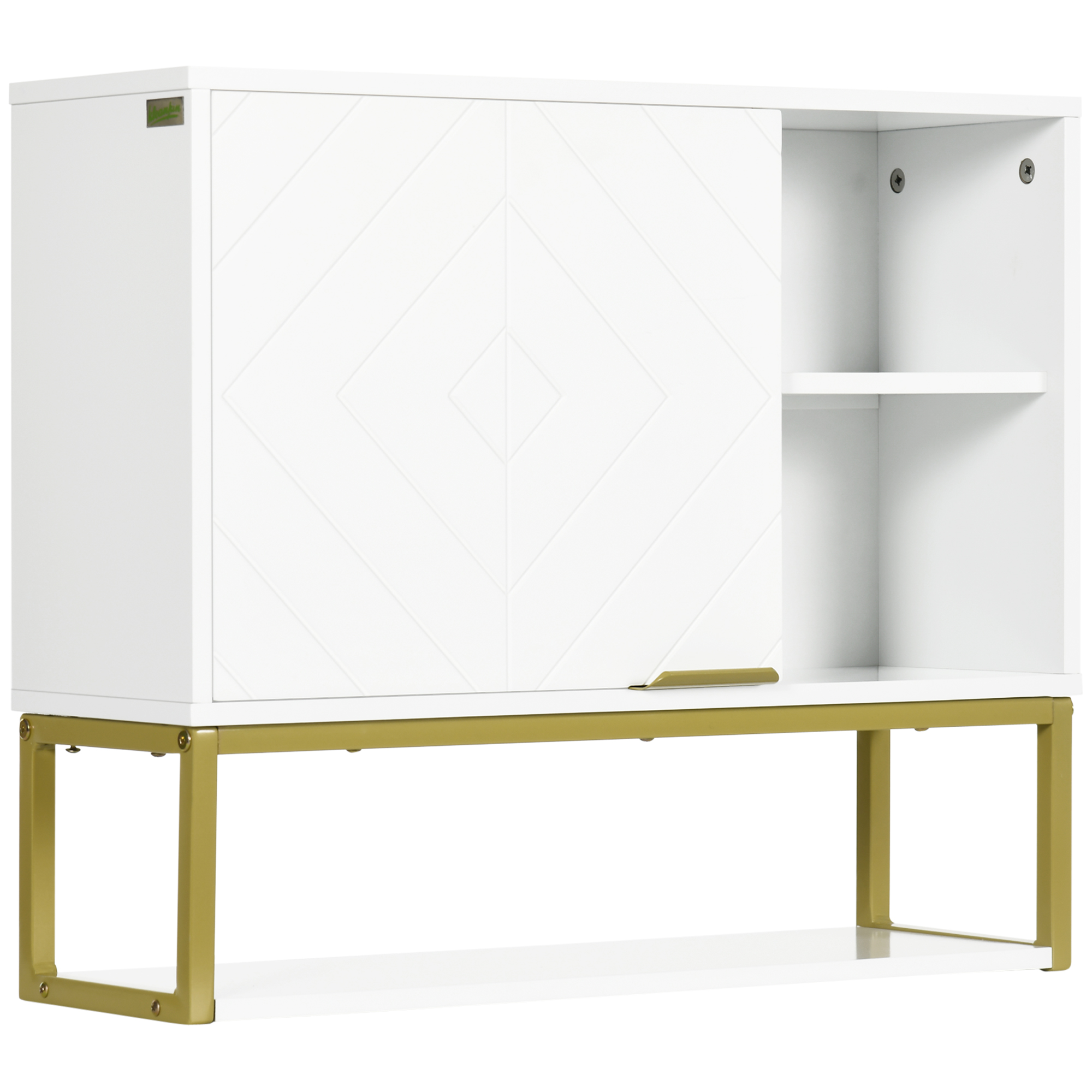 Kleankin Badezimmerschrank mit Regalen, einstellbarem Schrankfach aus Spanplatten - Weiß