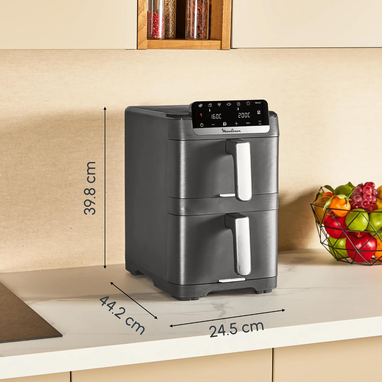 Moulinex Easy Fry Crispy Stack, Friggitrice ad Aria Verticale, EZ756H