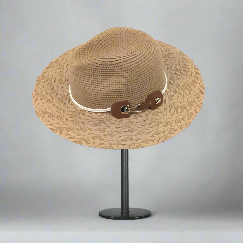 Plaited Brim Foldable Panama Hat �?Dark Natural (57cm)