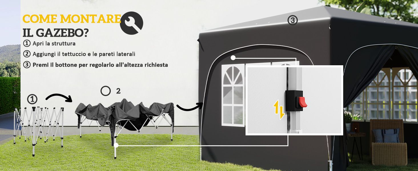 Tende per Eventi e Tendoni, Tenda per Giardino, Feste e Campeggio, Grigio Chiaro