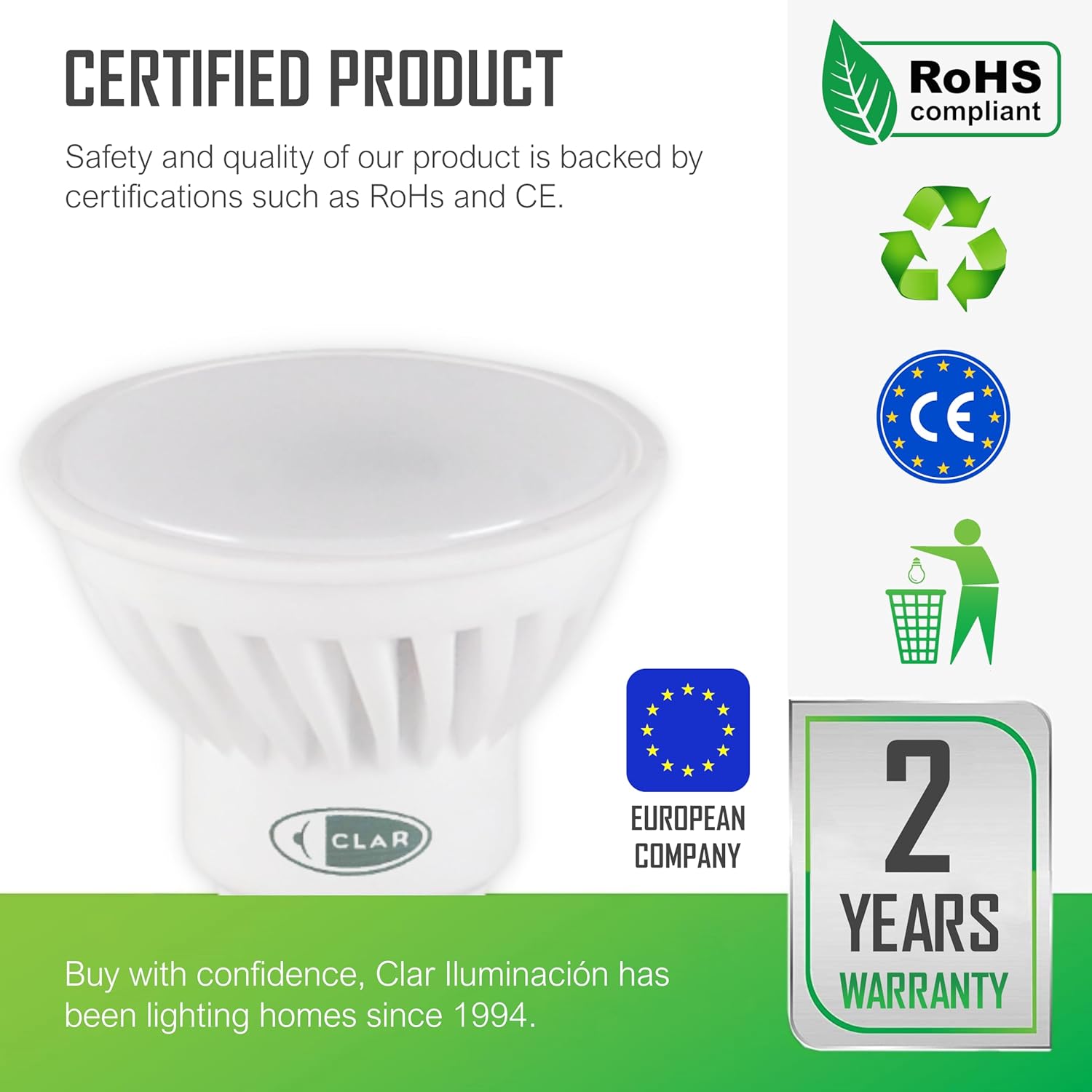 CLAR- LED GU10 Neutrales Weiß, 10W GU10 LED Leuchtmittel (Pack 100)