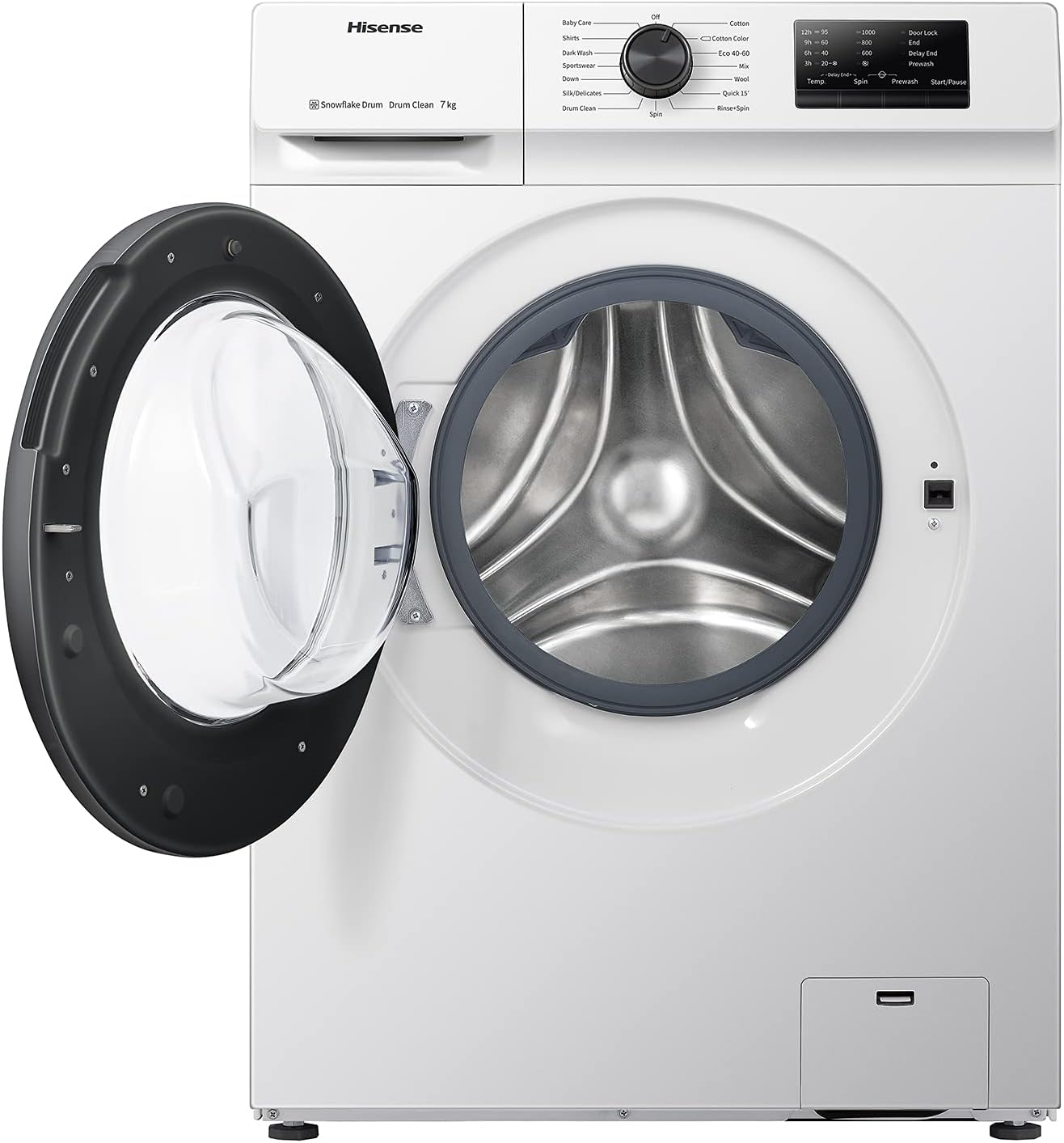 Hisense WFVB7012EM Front Load Washing Machine 7 kg 1200 rpm 15 Programs Steam LED Display Rapid Program Delay Start Child Lock