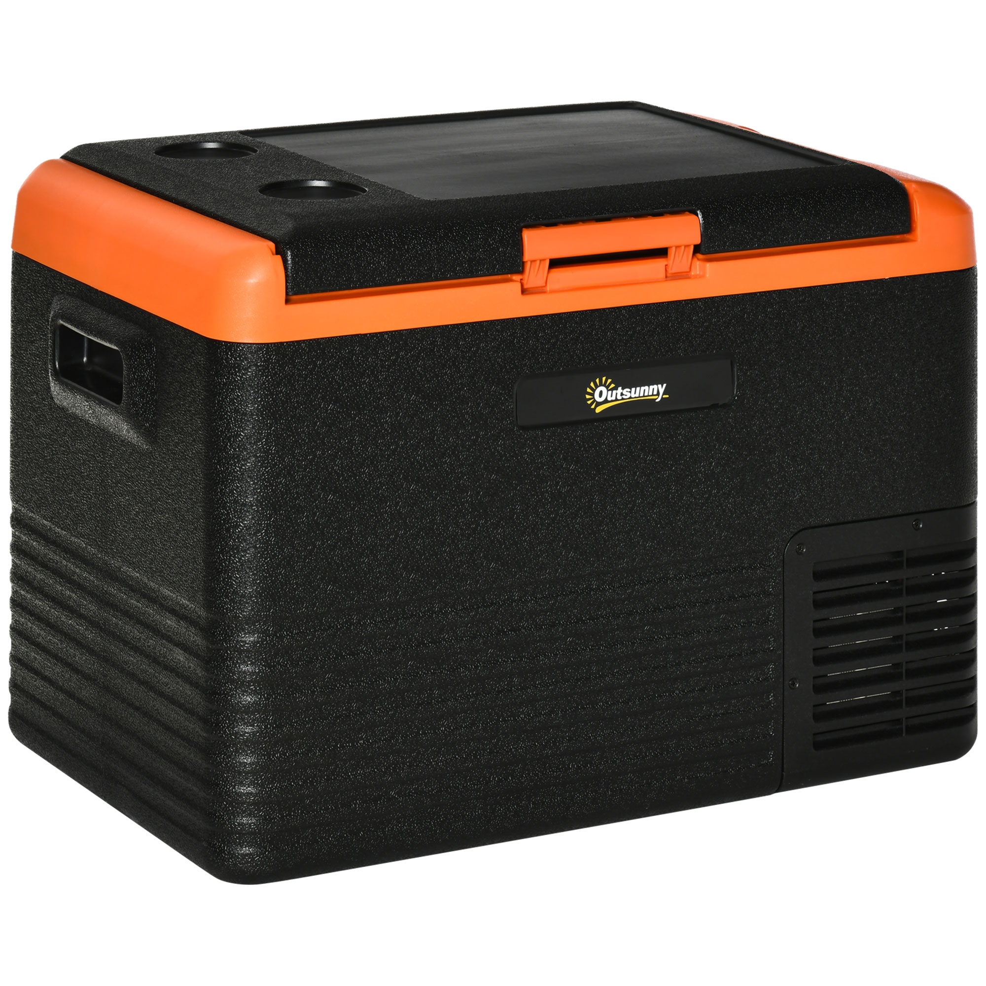 Outsunny Tragbare elektrische Kühlbox 40L, Kühlschrank Gefrierschrank mit Griffen - Maße 58,7L x 36,5B x 43,8H cm Orange und Schwarz