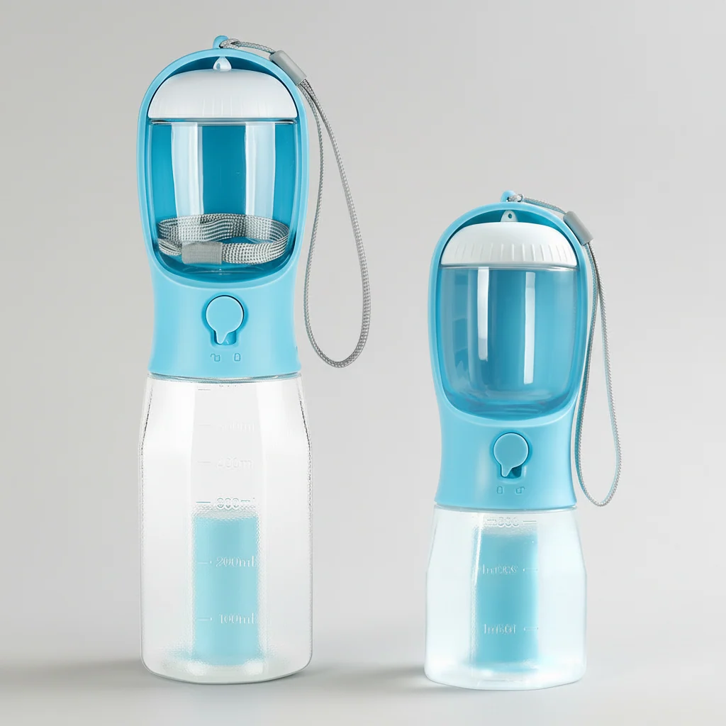 3-in-1 Portable Dog Travel Bottle �C Water Dispenser, Food Storage & Waste Bag Compartment
