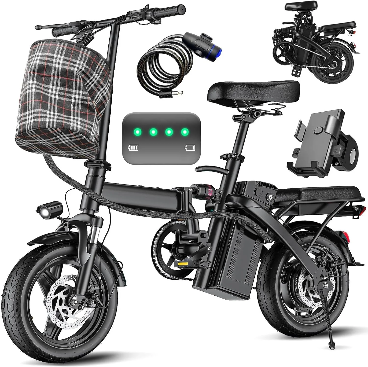 Electric bicycle for adults and teenagers, foldable e-bike for commuters and city use, foldable e-bike motor 48V 24MPH