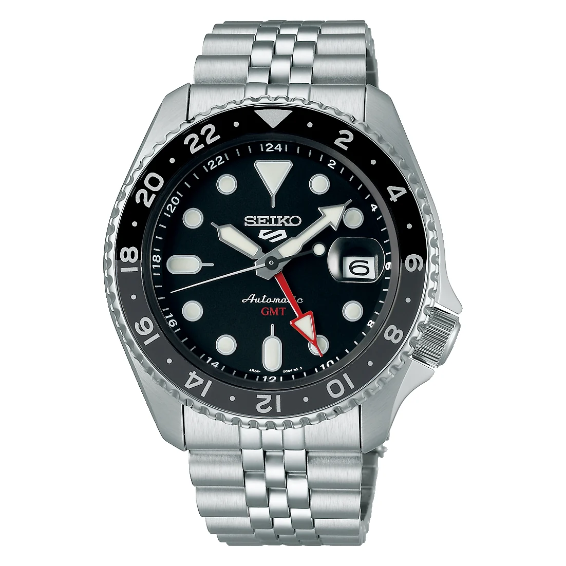 Orologio Seiko 5 sports SSK001K1 GMT nero bracciale jubilee