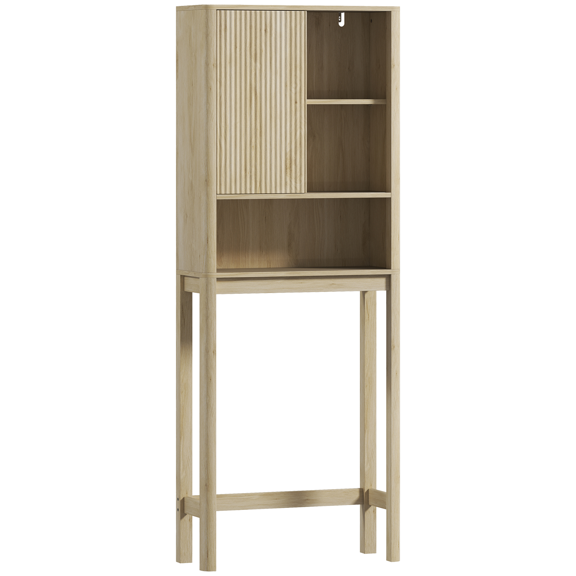 HOMCOM WC-Regal über Toilette mit Schiebetür, Fächern und verstellbarem Regal, weiß