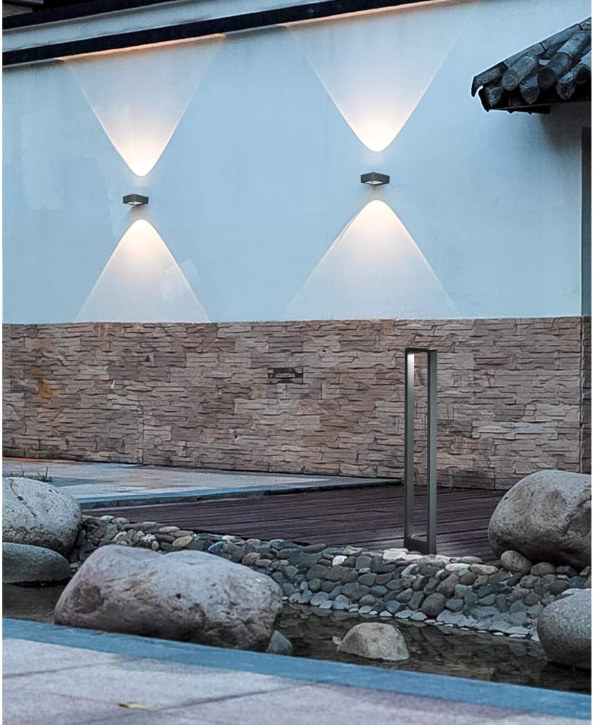 meineWunschleuchte 2er SET moderne Wegeleuchten aus Aluminium Anthrazit, Höhe 100cm