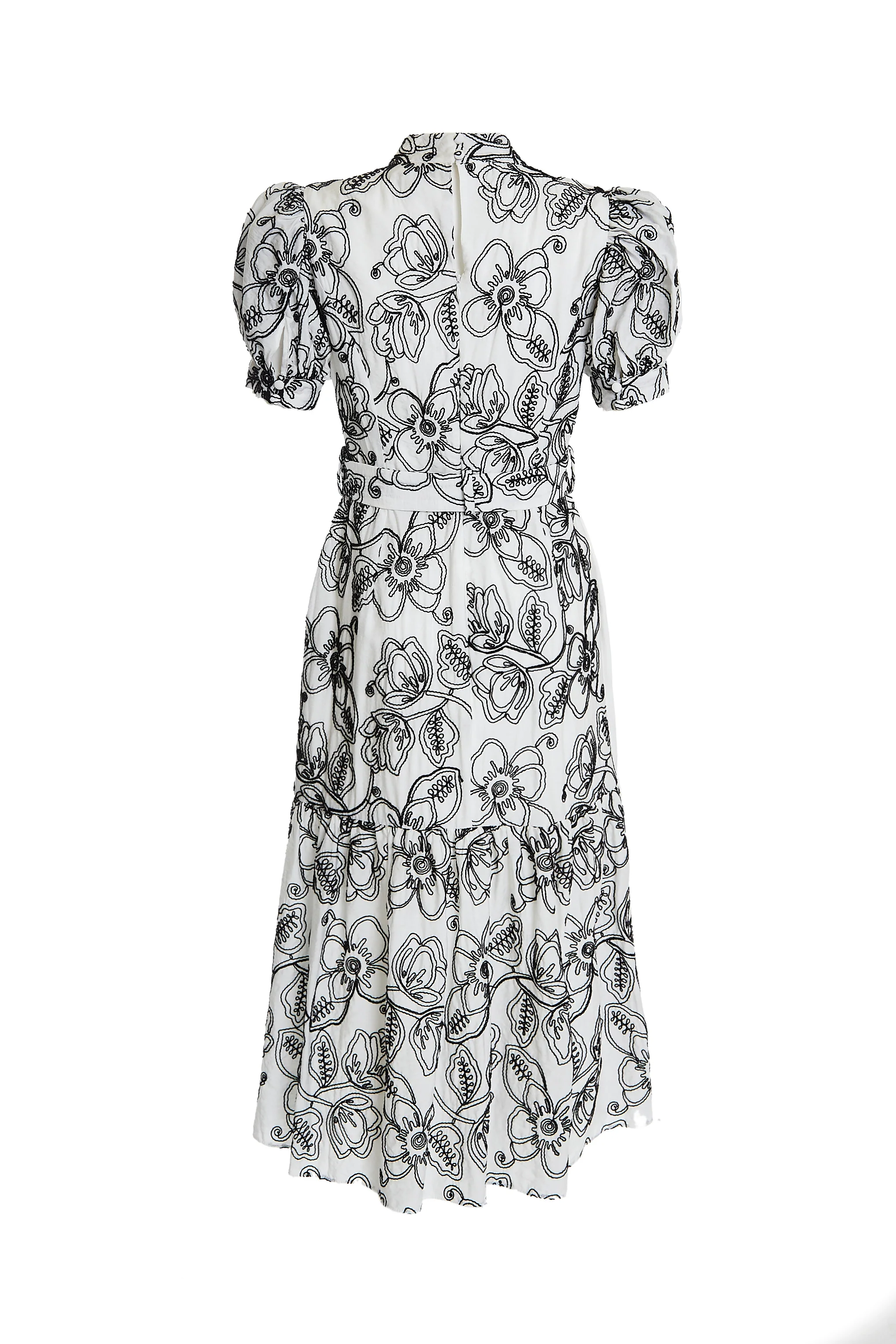 Helena White Corded Flower Midi-Dress