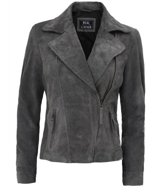 Womenā€™s Suede Leather Asymmetrical Biker Jacket