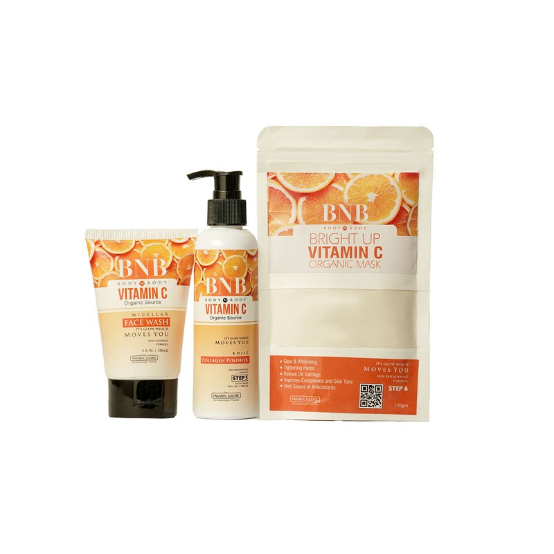 BNB Bright Up Vitamin C Kit (Face Wash + Polisher + Mask)