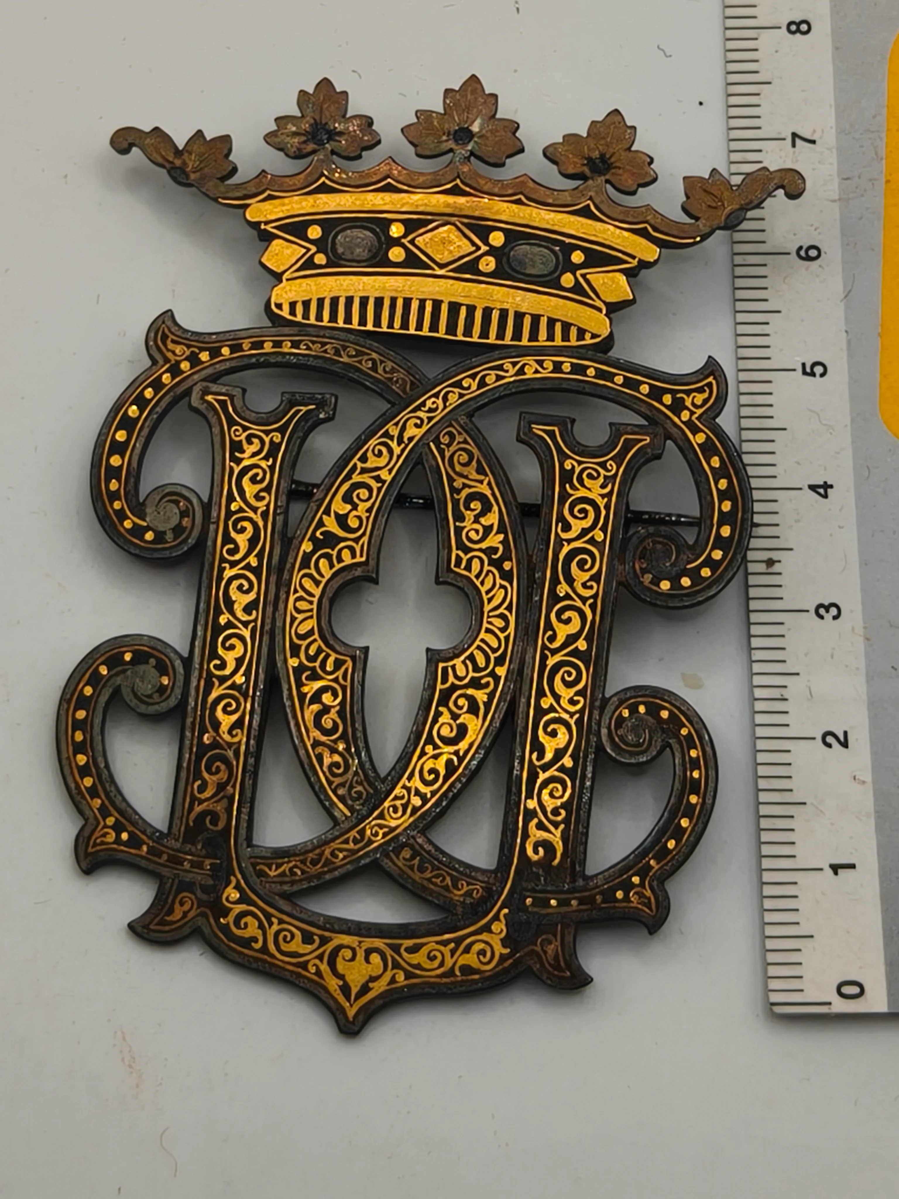 monogram for the Carlist pretender King Carlos V. damascene work. I Carlist War.
