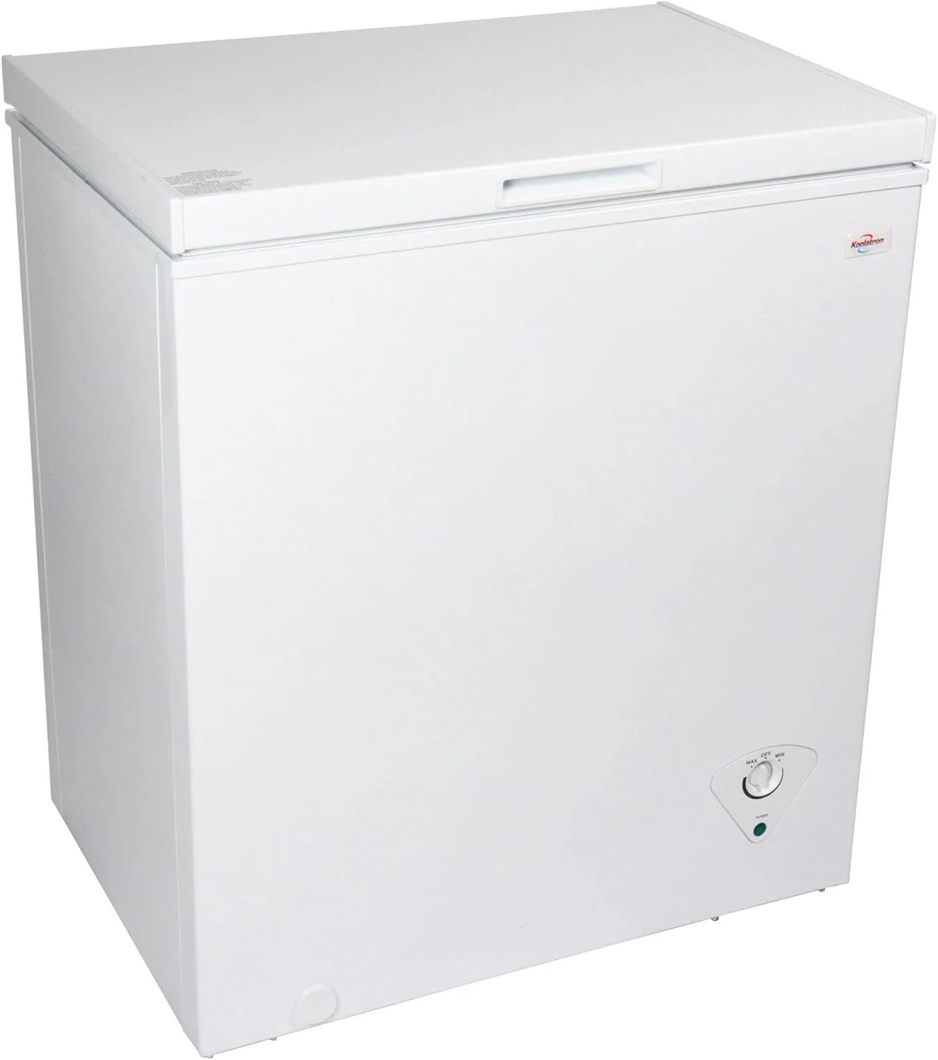 5.0 cu ft (155L), White, Manual Defrost Deep Freeze, Storage Basket, Space-Saving Flat Back, Stay-Open Lid, Front-Access Defrost Drain, for Apartment, Condo, Cottage