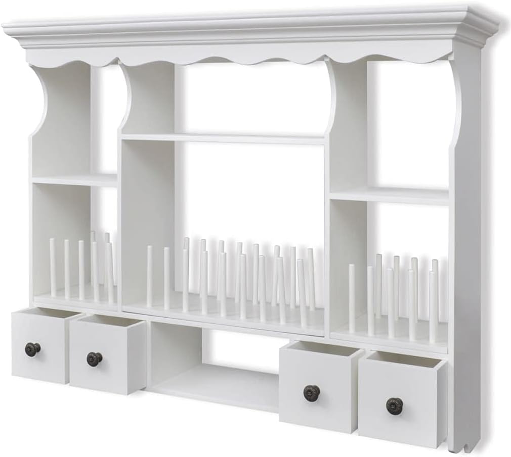 vidaXL Pensile a Muro da Cucina in Legno Bianco Armadietto Vetrinetta Credenza