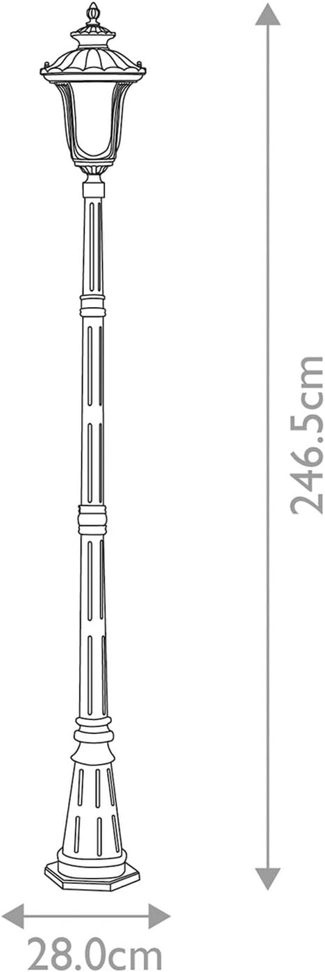 Licht-Erlebnisse Stehleuchte außen 246,5 cm hoch IP44 Glas Aluminium Schwarz Rustikal Wegeleuchte aussen Garten Außenlampe Straßenlaterne Mastleuchte