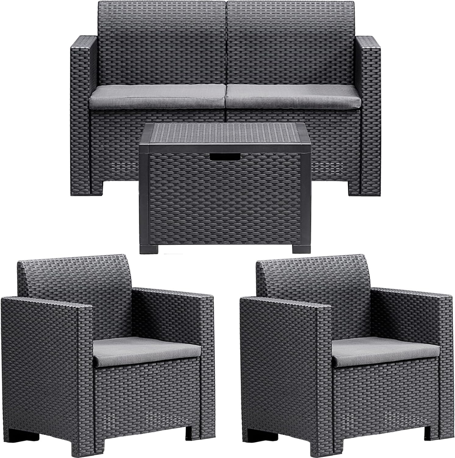 BICA 9067.4 Set Nebraska 2 Salottini, Antracite, 281 X 155 X 79 Cm
