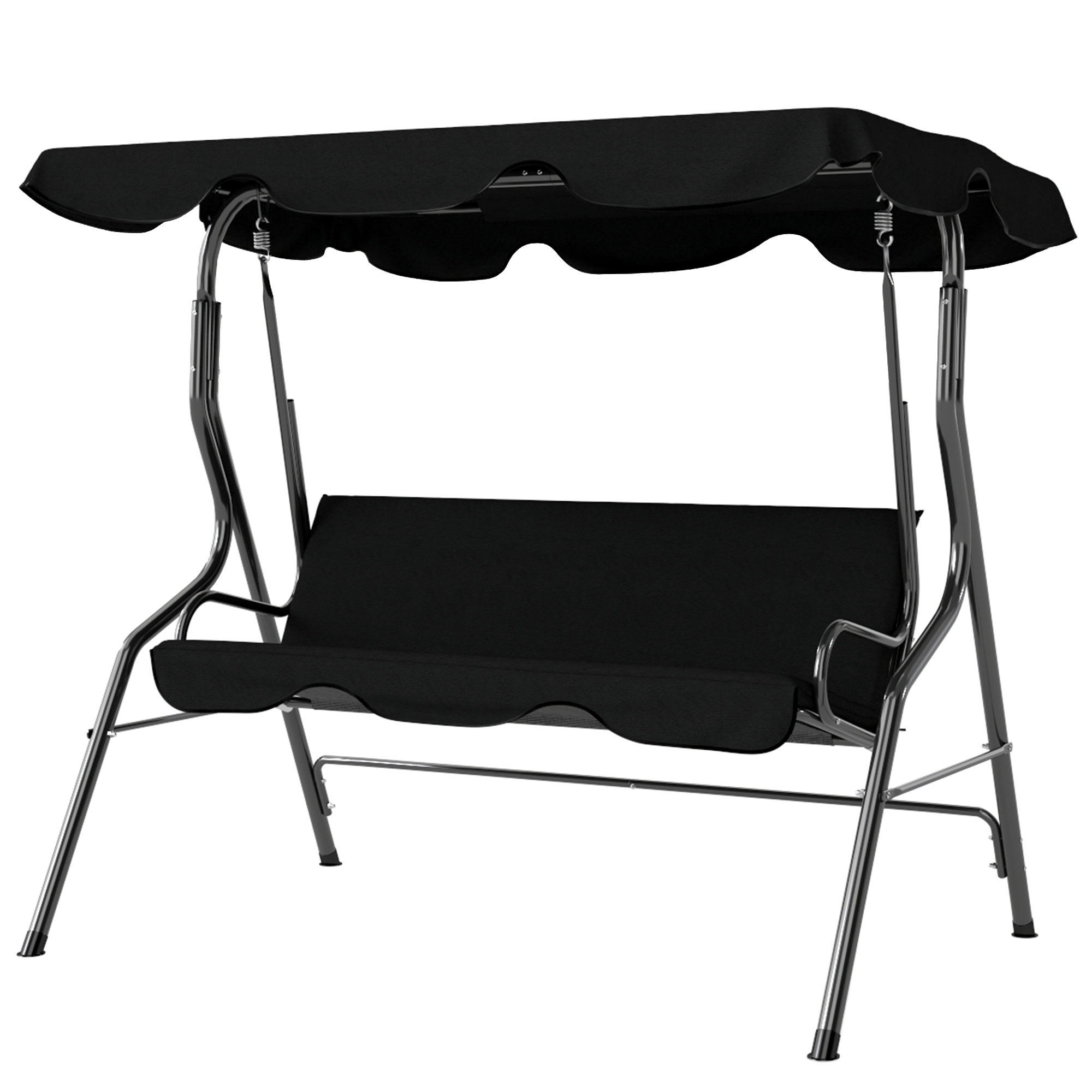 Outsunny Gartenwippe 3-Sitzer Toit imperméabilisé Inclinaison réglable Coussins Assise Dossier Schwarz