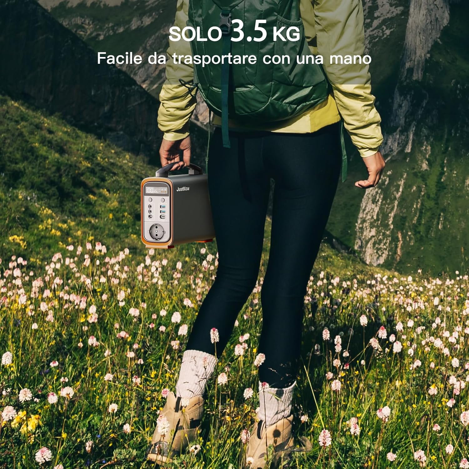 JustNow Stazione di Ricarica Portatile 240W/240Wh, Batteria LiFePo4 Mobile con Uscita AC/DC/USB/PD 60W, Generatore Solare per Campeggio, Outdoor, Camper (GT240)