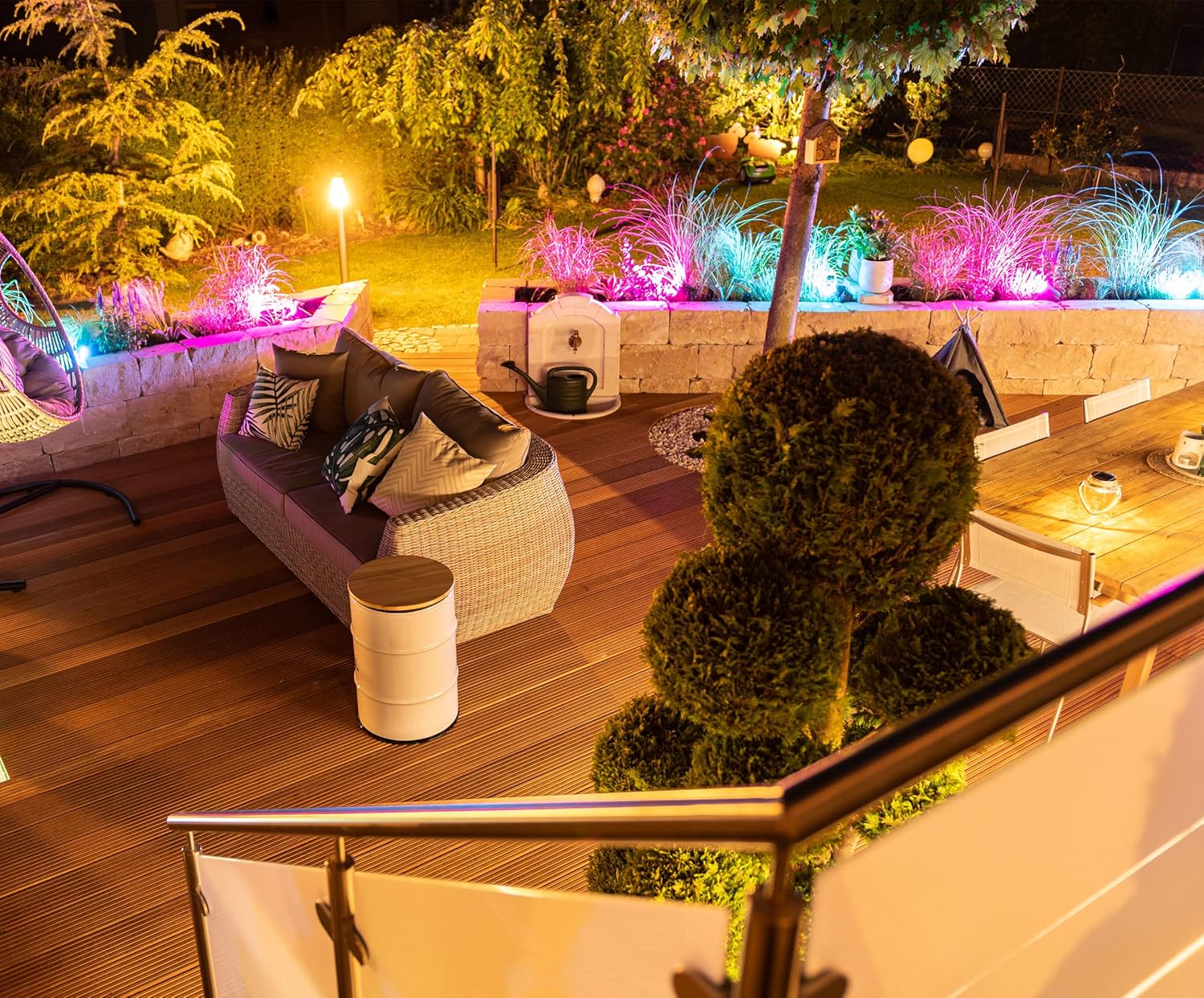 VBLED 3er Set LED-Teichstrahler/Gartenteich Licht 12V, aus Edelstahl IP68 mit RGBW MR16 Leuchtmittel und Trafo