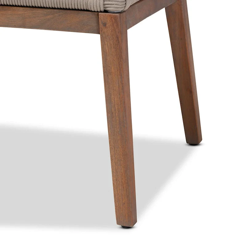 Modern Transitional-Style Rope-Woven Mahogany Dining Chair — Gray