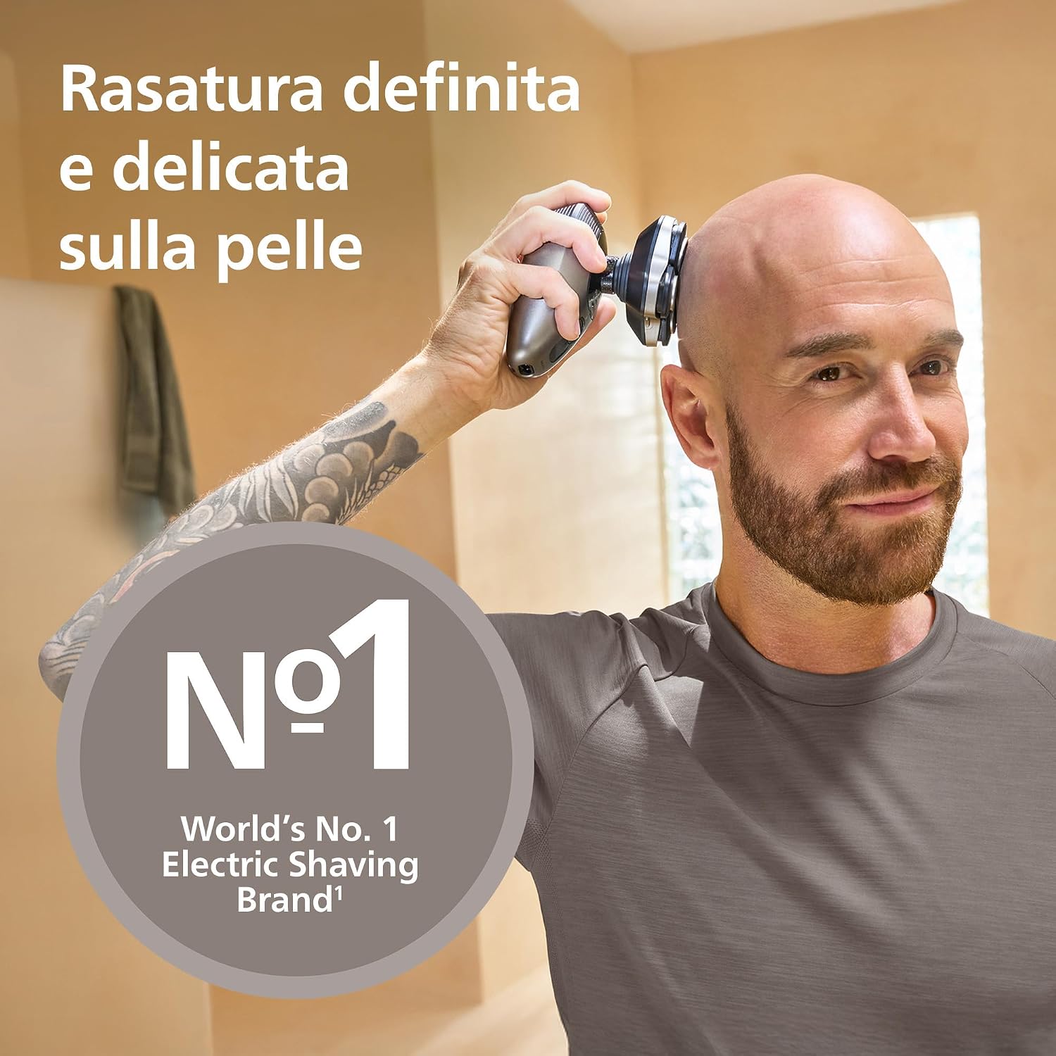 Philips Head Shaver Pro Serie 9000 - Rasoio per uomo e donna, testina flessibile a 360° e lame ComfortCut per una rasatura pulita e delicata sulla pelle, modello HS9980/15