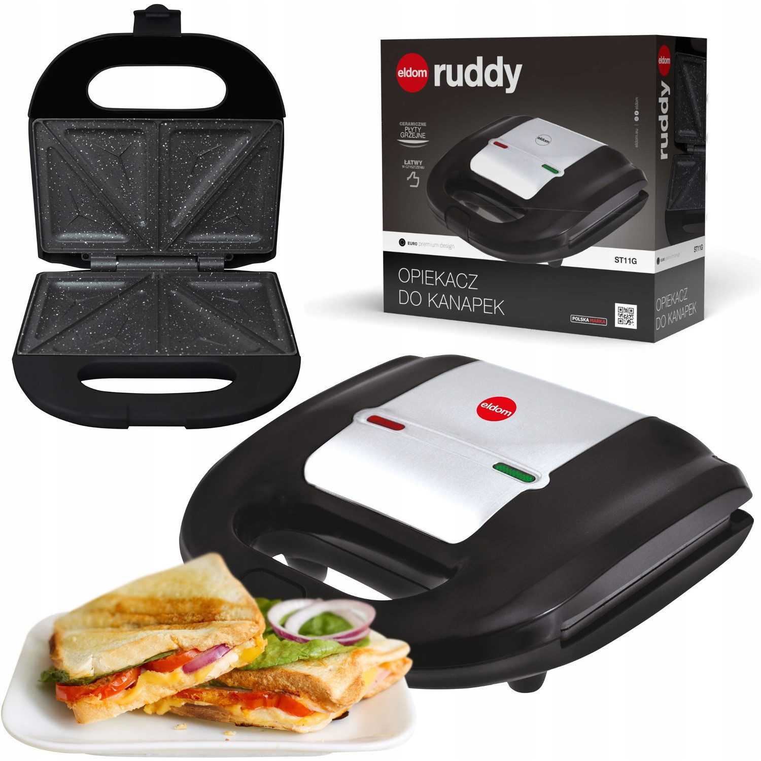 Sandwichmaker ST11G antihaftbeschichtete Keramikoberfläche