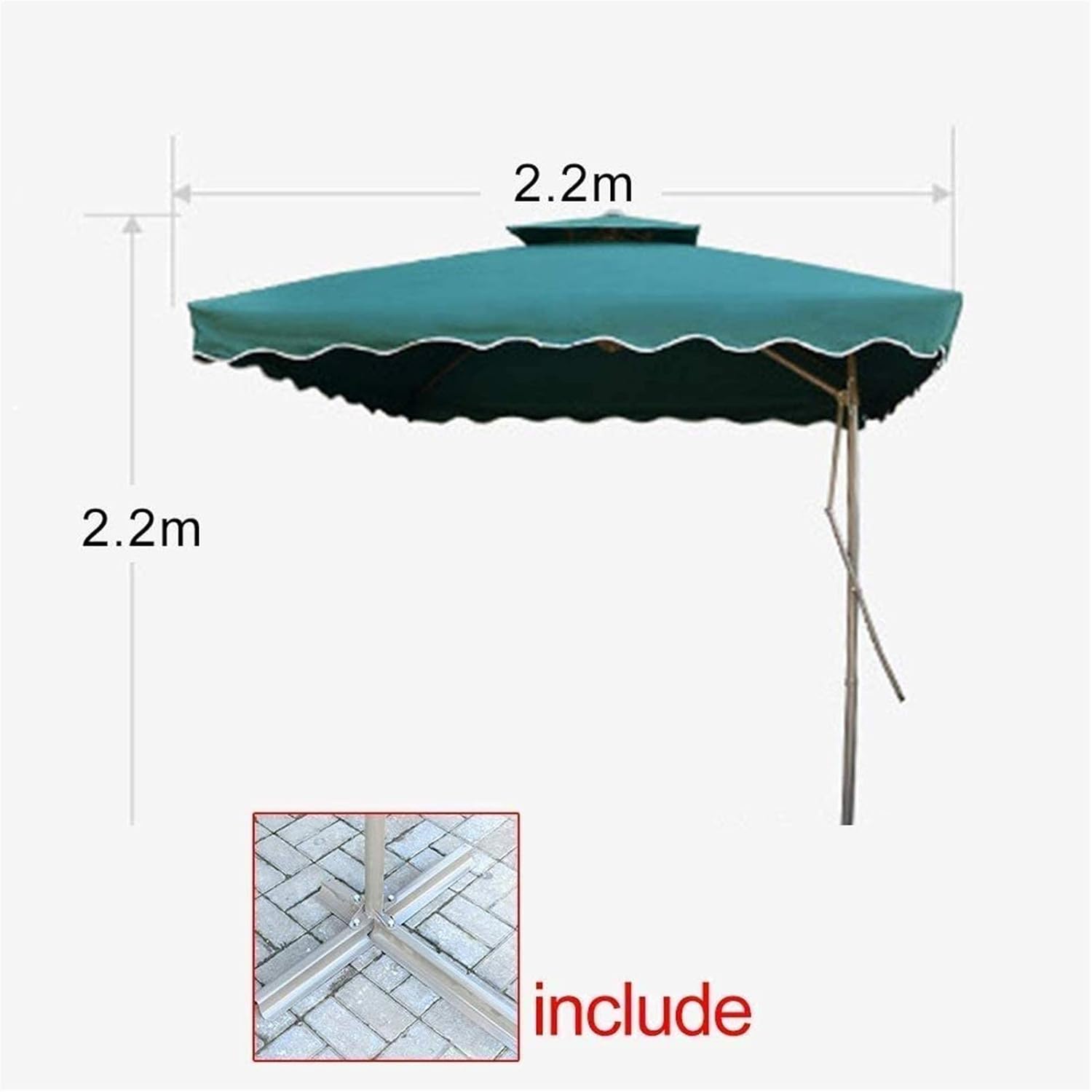 Garten-Sonnenschirme für den Außenbereich, 2 x 2,2 cm, Sonnenschirm, mit Kreuzsockel, Sonnenschutz für Außenbereich/Gärten/Balkon/Terrasse, rechteckiger Gartenschirm, ohne Sonnenschirmfuß good
