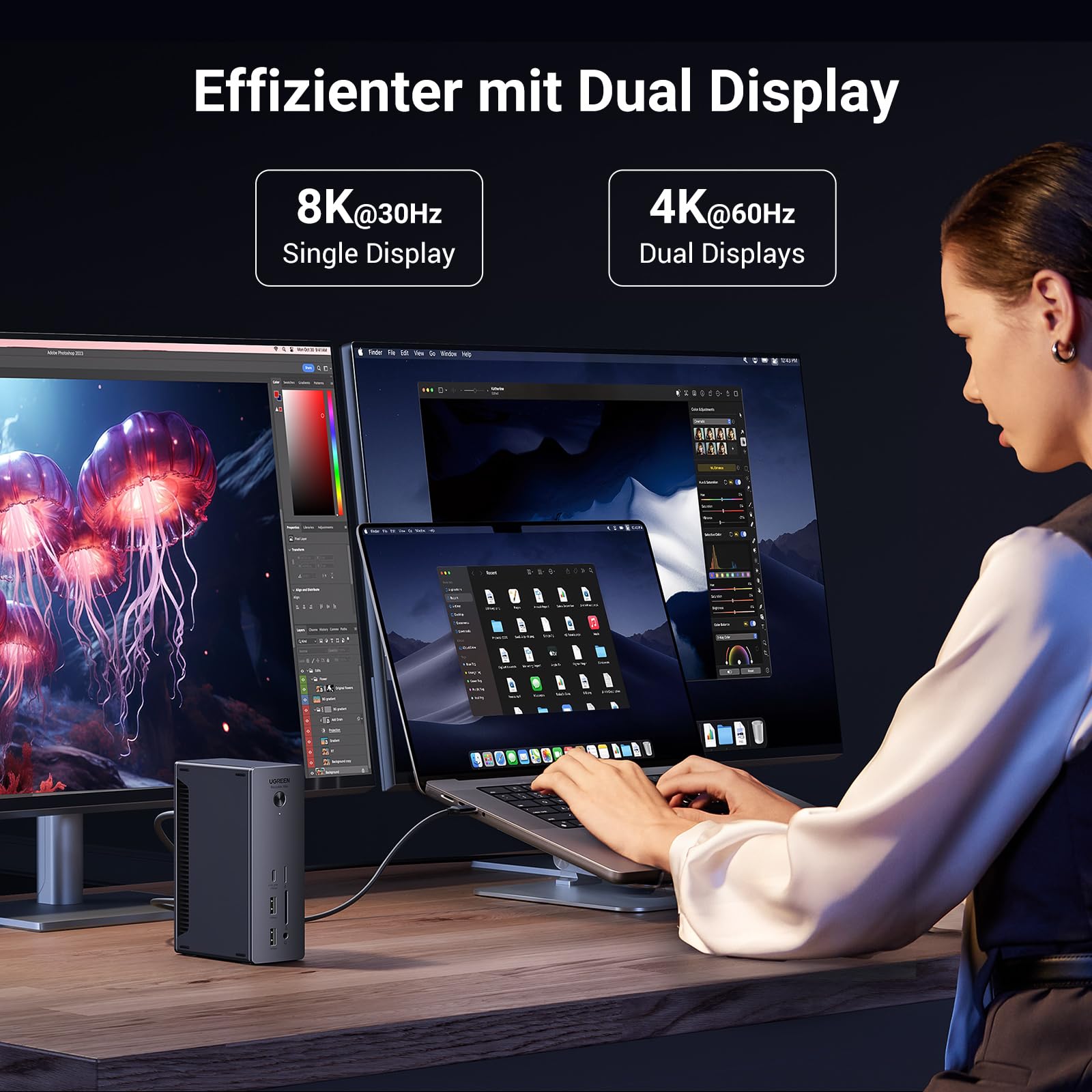 Thunderbolt 4 Dockingstation 13-in-1 mit 90W Aufladen und 40Gbps, Revodok Max 213, Dual 4K@60Hz, 2.5GbE, SD/microSD 4.0