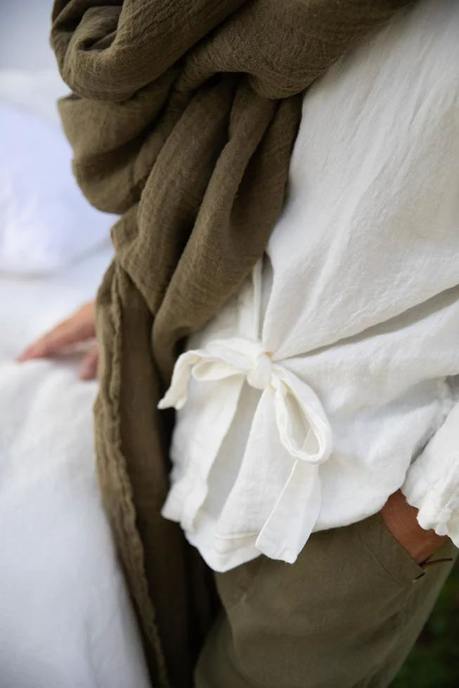 Pure Linen Stole | Khaki