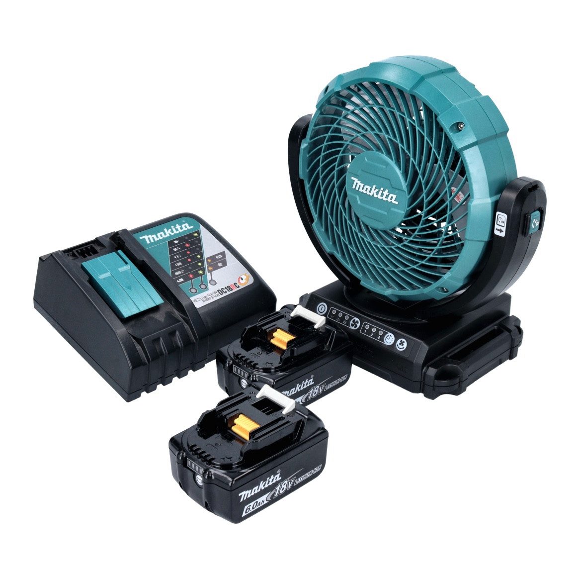 Akku-Standventilator DCF 102 RG Akku Ventilator Lüfter 18 V 18 cm + 2x Akku 6,0 Ah + Ladeg