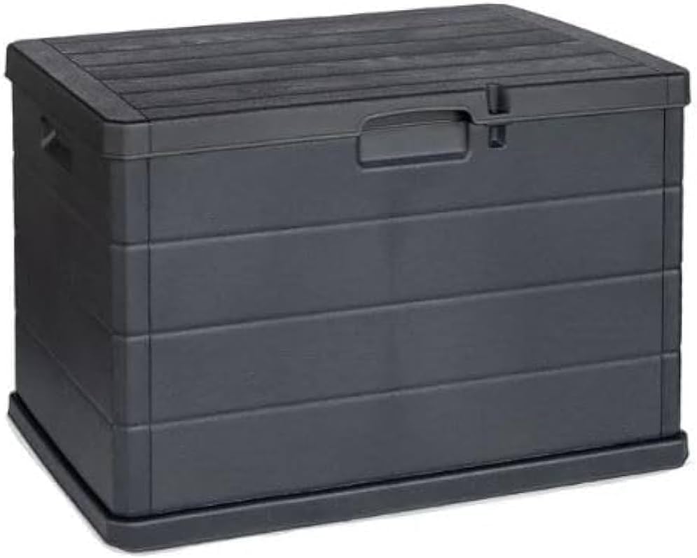 Maury's Baule Cassapanca 170 Litri Effetto Legno, Contenitore Stoccaggio, in Resina Antracite, Dimensioni 78L x 55l x 52H cm - Made in Italy