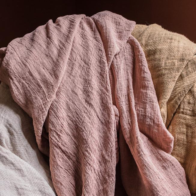 Pure Linen Stole | Sand Rose