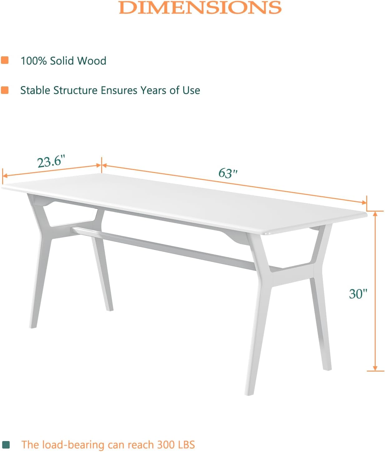 Solid Wood Study Desk - 63