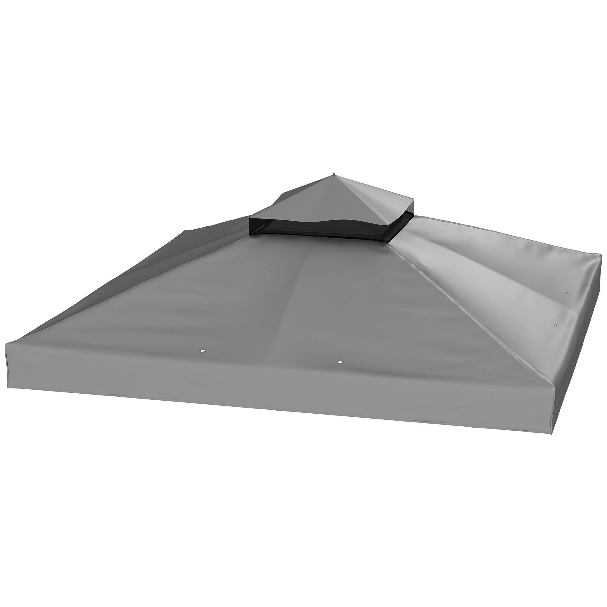 Outsunny 3 x 3 m Ersatzdach für Pavillon, Pavillon-Ersatzplane mit Wasserablauf-Löchern, UPF30+, Sonnenschutz, Dunkelgrau